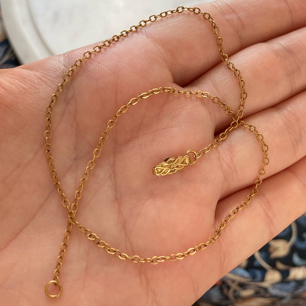 Antique Choker Necklace Chain w/Ornate Clasp, Very Short, 13.25”